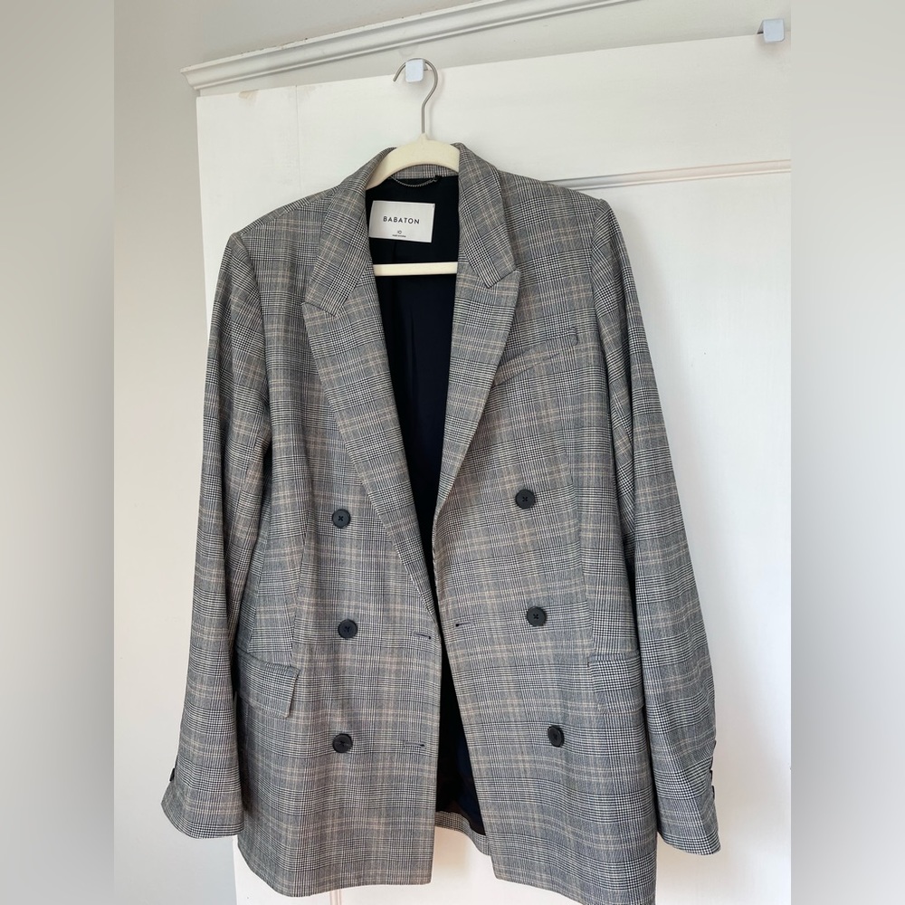 ARITZIA BABATON Black Plaid Oversized Blazer - size 10